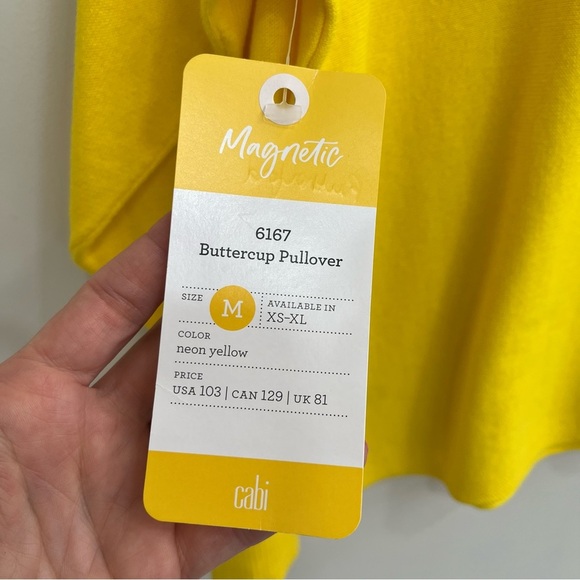 CAbi Buttercup Pullover Sweater in Neon Yellow Off One Shoulder #6167 Medium - Picture 6 of 11